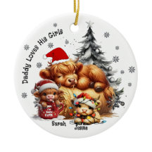 Papi ama el adorno de sus hijos (niños, chicas)