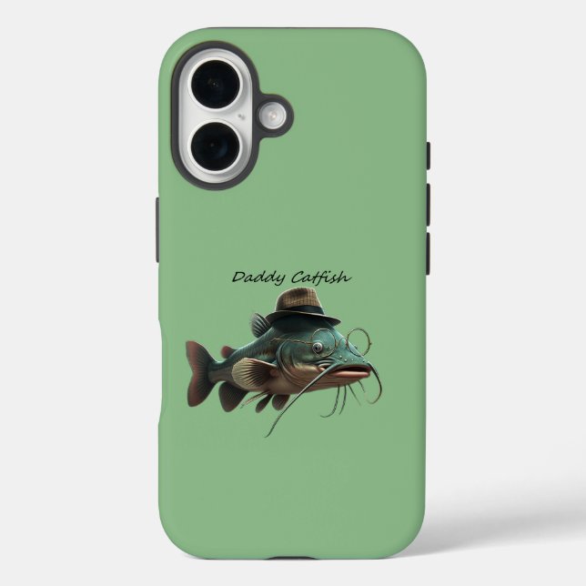 Papi Catfish Dark Sea Green iPhone 16 Funda duro (Reverso )