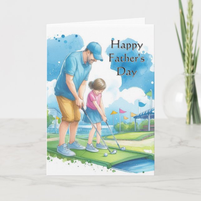 Papi/hija del día del padre Mini tarjeta de golf (Anverso)