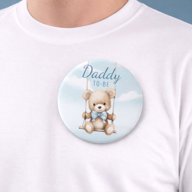 Papi lindo para ser Teddy Oso botón Baby Shower (Daddy To-Be teddy bear button worn on shirt to show size and style)
