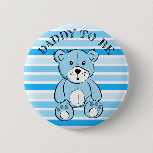 Papi para ser azul Teddy Bear botón Baby Shower