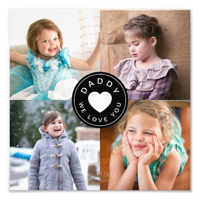 Papi te amamos la impresión de Collage de fotos Cu (Frente)