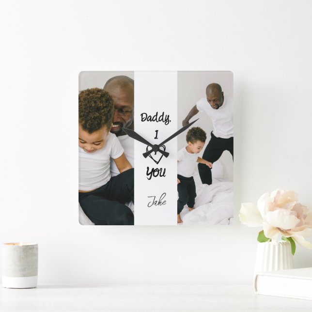 Papi, te amo | Reloj de pared fotográfica personal (Hogar)