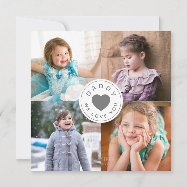 Papi te queremos corazón por Collage de fotos (Anverso)