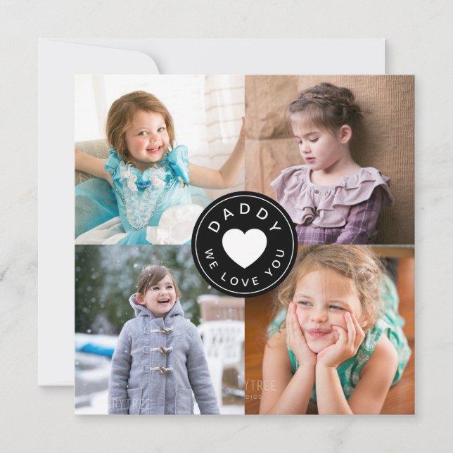 Papi te queremos corazón por Collage de fotos (Anverso)