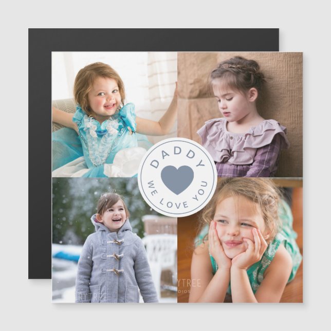 Papi, te queremos, foto de corazón lindo (Anverso/Reverso)