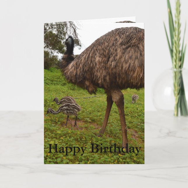 Papi Y Bebés De Emu, Tarjeta De Saludo De Cumpleañ (Anverso)