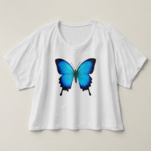Papilio Ulysses Mariposa Señoras Camisa de Cultivo