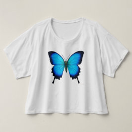 Papilio Ulysses Mariposa Señoras Camisa de Cultivo