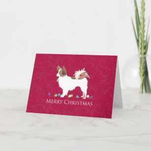 Papillon Dog Raza Feliz Tarjeta de Navidad