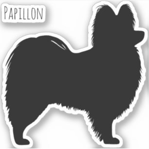 Papillon Dog Silhouette Vinyl Pegatina