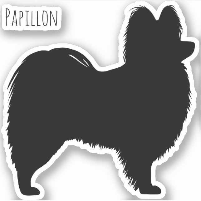 Papillon Dog Silhouette Vinyl Pegatina (Anverso)