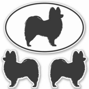 Papillon Dog Silhouettes Pegatina de vinilo Set