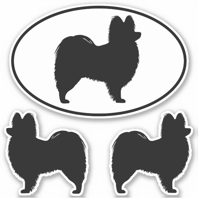 Papillon Dog Silhouettes Pegatina de vinilo Set (Anverso)
