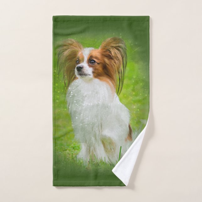 papillon, papilón, papillón, papillón, perro (Toalla de mano)
