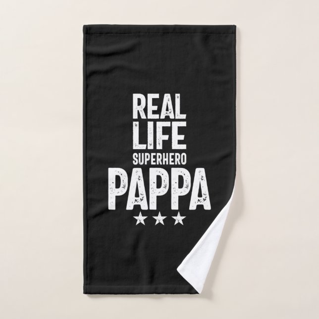 Pappa superhéroe de la vida real | Regalo de padre (Toalla de mano)