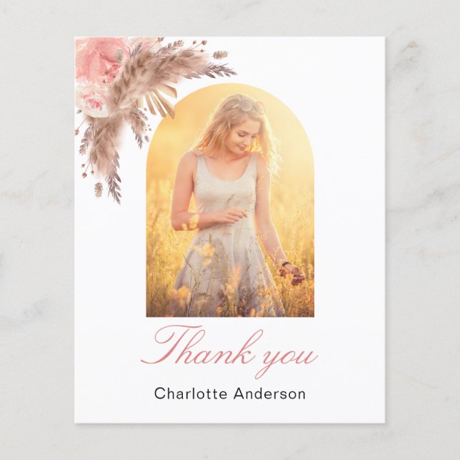 Pappas césped rosa negro tarjeta de agradecimiento (Anverso)