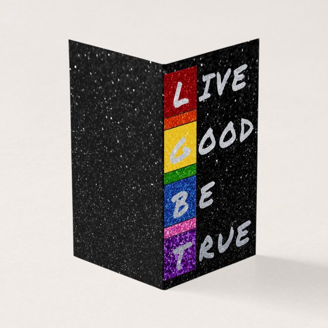 Paquete de 25 Tarjetas LGBT Glitter Live Good Be T (Exterior)