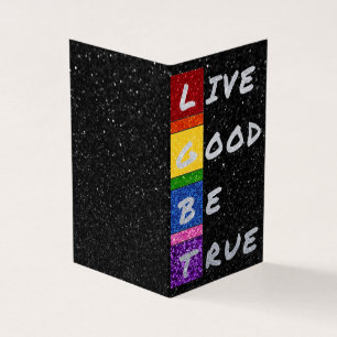 Paquete de 25 Tarjetas LGBT Glitter Live Good Be T