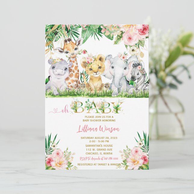 Paquete de invitación a Safari Baby Shower (Anverso de pie)