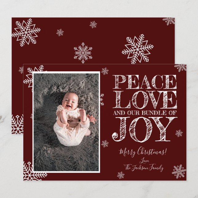 Paquete de la tarjeta de fotos navideña de alegría (Anverso / Reverso)