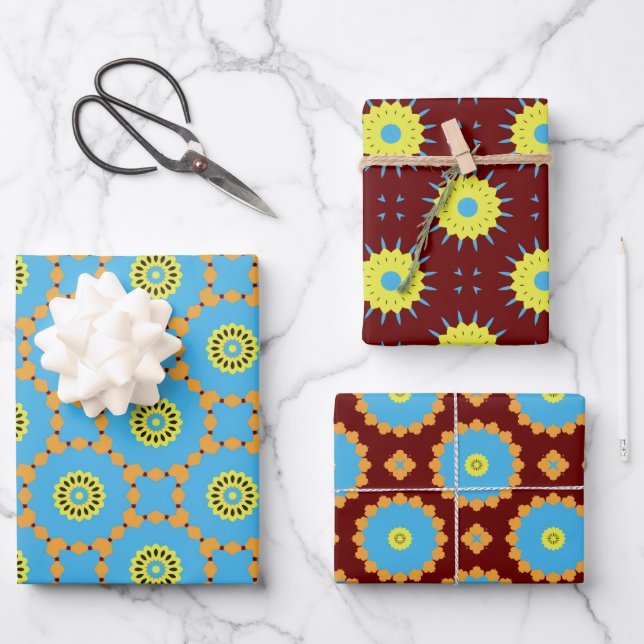 Paquete de papel 175 amarillo azul marrón decorati (Anverso)