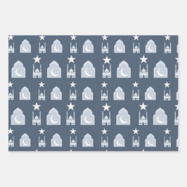 Paquete de papel de ajuste de regalo de Eid azul d