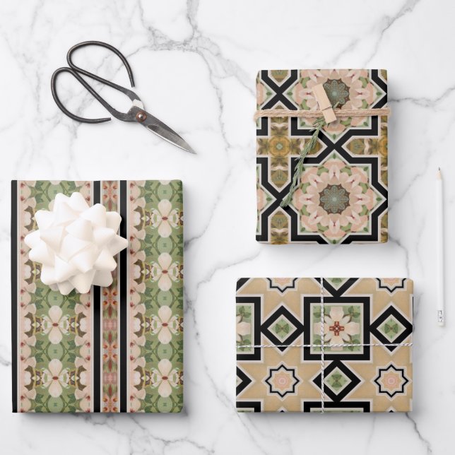 Paquete de papel de flores geométricas 28 (Anverso)