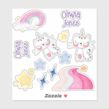 Paquete de pegatina de caticorn de color amarillo 