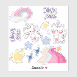 Paquete de pegatina de caticorn de color amarillo 