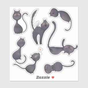 Paquete de pegatina de gatos negros con color de a