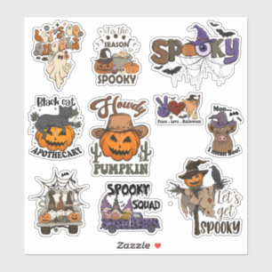 Paquete de Pegatina de Halloween Retro Occidental
