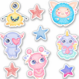 Paquete de pegatina de monstruos de color de agua 