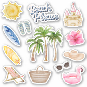 Paquete de Pegatina de verano de Beach Please Warm
