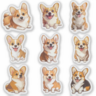 Paquete de pegatina para perros corgi