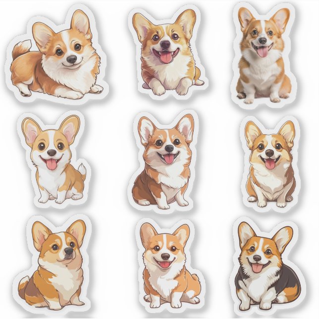 Paquete de pegatina para perros corgi (Anverso)