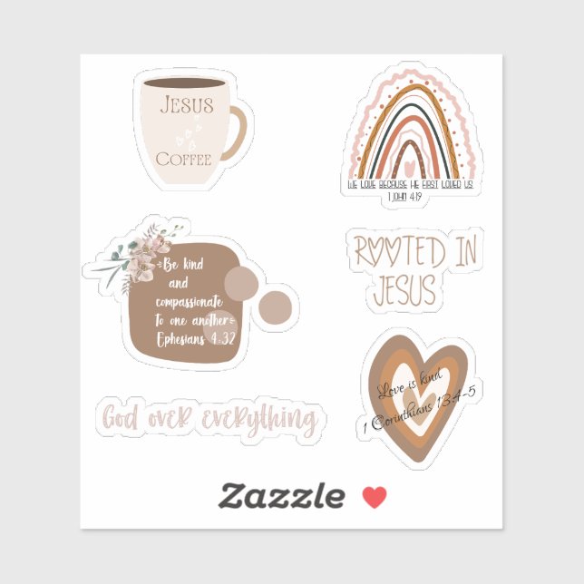 Paquete de pegatinas cristianos beige sobre todo (Hoja)