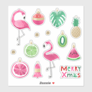 Paquete de pegatinas de adornos navideños tropical