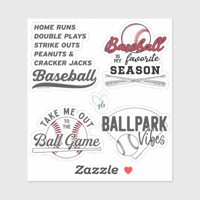Paquete de Pegatinas de béisbol 1 de GraphicLoveSh (Hoja)