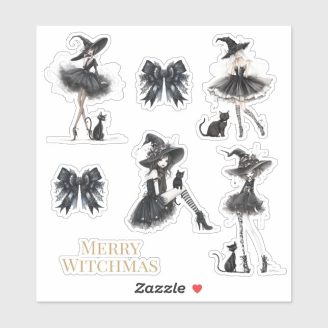 Paquete de pegatinas de bruja gótica Merry Witchma (Hoja)