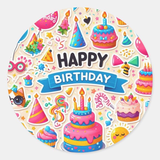 Paquete de Pegatinas de cumpleaños festivo: Celebr (Anverso)