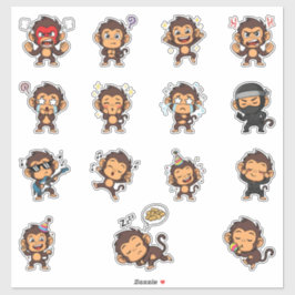 Paquete de pegatinas de emoji de mono lindo
