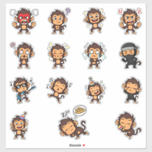 Paquete de pegatinas de emoji de mono lindo