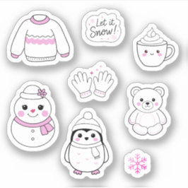 Paquete de Pegatinas de invierno rosado