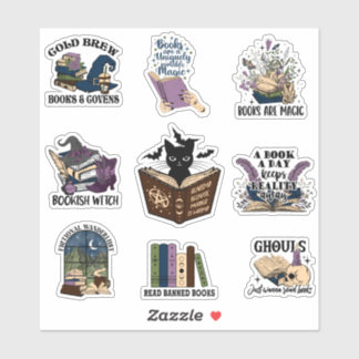 Paquete de Pegatinas de la bruja de Bookish
