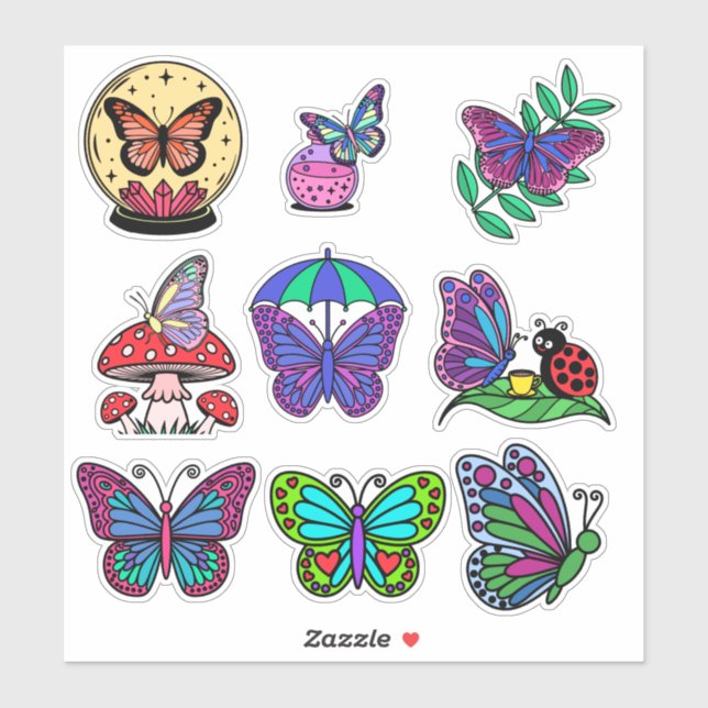 Paquete de Pegatinas de mariposa para niños - colo (Hoja)