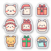 Paquete de pegatinas para Navidad Kawaii con 9 paq