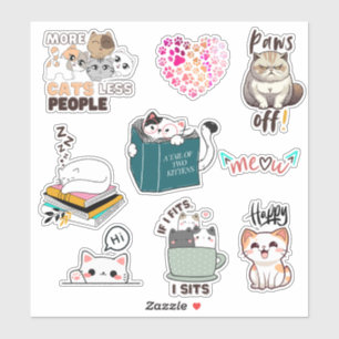 Paquete de Pegatinas vinícolas de Cat kawaii lindo