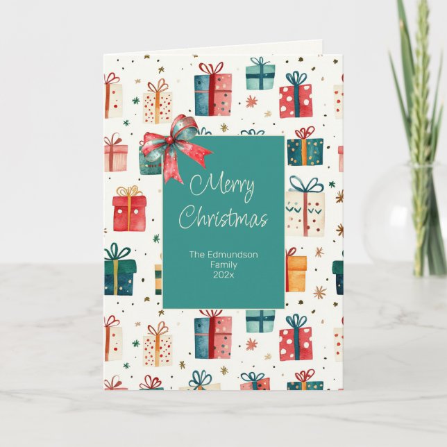 Paquete de regalo de cosecha navidad Tarjeta de va (Anverso)