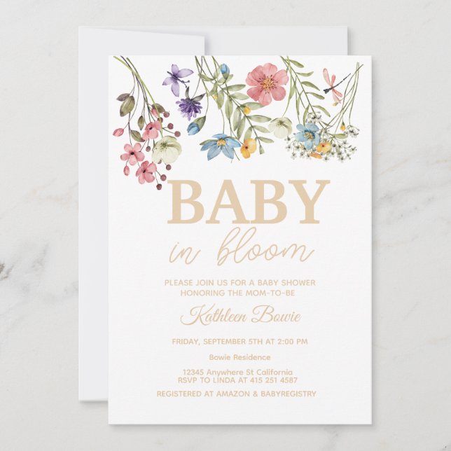 Paquete Invitación de Bebé en Bloom Baby Shower (Anverso)